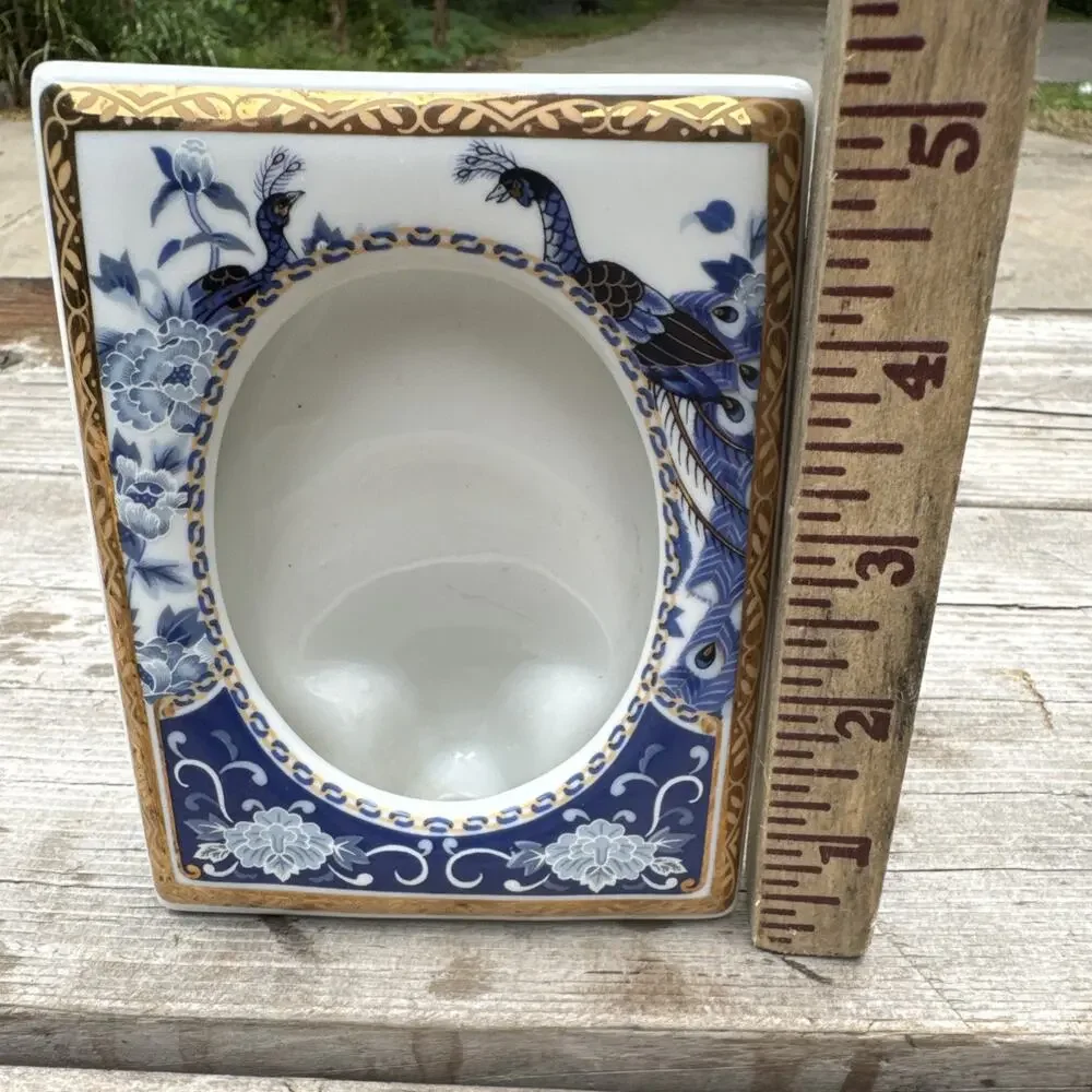 Vintage Heritage Mint Peacock Porcelain Photo Picture Frame Made In Japan